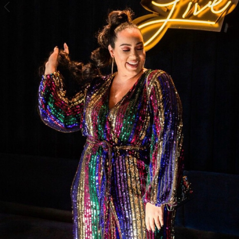 Eloquii Multicolor Sequin Jumpsuit